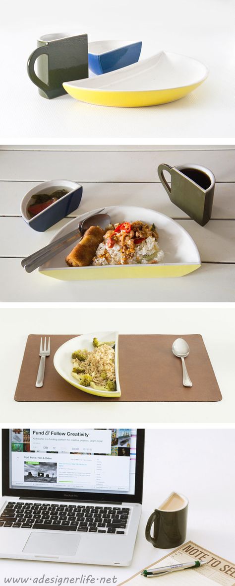 HALVED Dinnerware | via A Designer Life Eat Less, Pinterest Design, Wearables Design, How To Eat Less, Design Product, Kitchen Stuff, Dinnerware Set, Get Healthy, Kitchen Gadgets