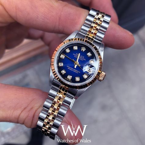 Watches Of Wales on Instagram: “Ladies Rolex Datejust Blue Vignette Dial 69173 - Circa 1997 Boxpapers - 12 month warranty. £4,500 or £101.7 per month with finance* . . .…” Blue Rolex Women, Rolex Datejust Women, Rolex Blue, Rolex Watches Women, Rolex Women, Instagram Ladies, Rolex Datejust, Rolex Watches, Deep Blue