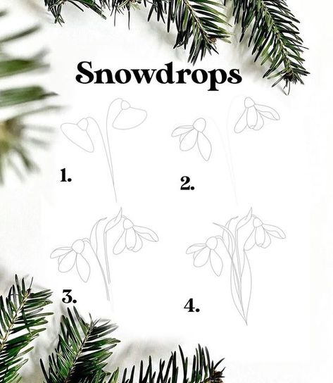 Snow Drop Flower Drawing, Snow Drop Painting, Snow Drop Flower, How To Draw Snow, Snow Drops Flowers, First Flowers Of Spring, Flower Doodle, Snow Drop, Bujo Doodles