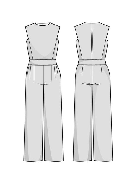 Pola Jumpsuit, Trousers Sewing Pattern, Jumpsuit Pattern Sewing, Plus Zise, Jumpsuit Pattern, Fashion Illustration Sketches, Snap Fasteners, Bias Tape, Diy Couture