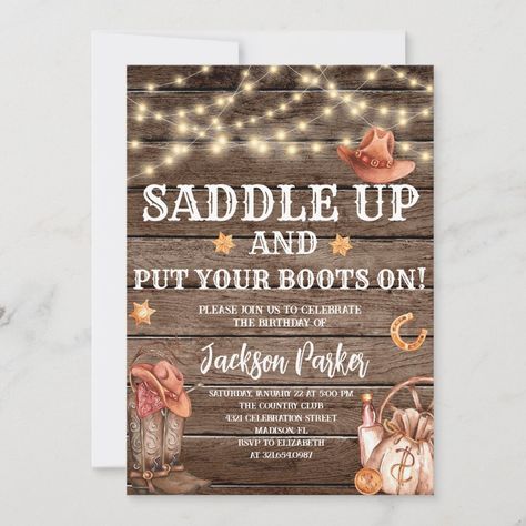 Boots Birthday Party, Cowboy Birthday Party Invitations, Cactus Invitation, Western Birthday Party, Cowboy Birthday Party, Western Birthday, Rodeo Birthday, Western Theme Party, Western Parties