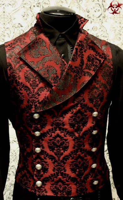 Shrine Gothic Vampire Cavalier Vest Jacket Victorian Red Brocade Goth Steampunk Era Victoria, Steampunk Vest, Steampunk Gadgets, Mode Steampunk, Steampunk Decor, Gothic Vampire, Red Vest, Steampunk Clothing, Gothic Dress