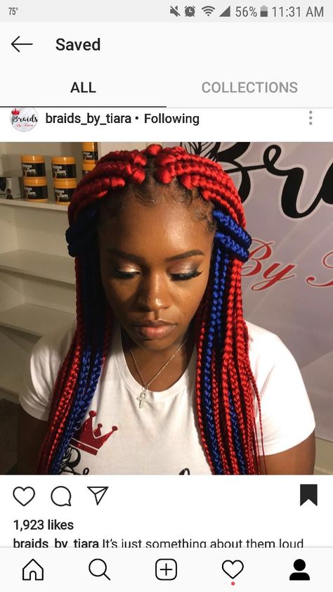 Blue Box Braids, Blue Braids, Rainbow Braids, Big Box Braids, Pretty Braids, Big Box Braids Hairstyles, Braided Styles, Girl Braids, Slick Hairstyles