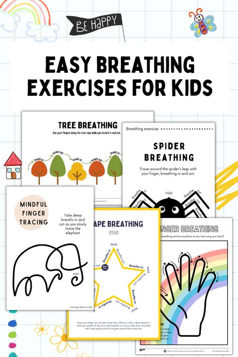 Classroom Breathing Exercises, Breathing Boards Free, Mindful Breathing Exercises, Mindfulness Breathing Exercises, Breathing Sticks Mindfulness, Rainbow Breathing Printable, Deep Breathing Exercises For Kids, Mindful Breathing Cards, Bubble Breathing