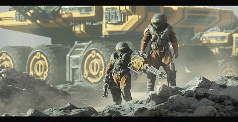 ArtStation - Offworld Mining Operation Mining Vehicle, Space Miner, 3d Coat, Si Fi, Human Settlement, Mining Equipment, Environment Design, Vehicle Design, Environment Concept Art