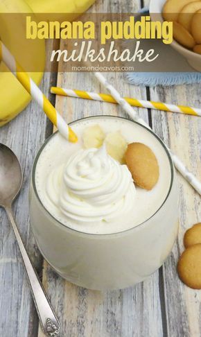 Ice Cream Drinks Nonalcoholic, Milkshake Banana, Pudding Milkshake, Banana Pudding Milkshake, Easy Milkshake, Easy Delicious Dessert, Banana Milkshake Recipe, Dessert Banana, Pudding Banana