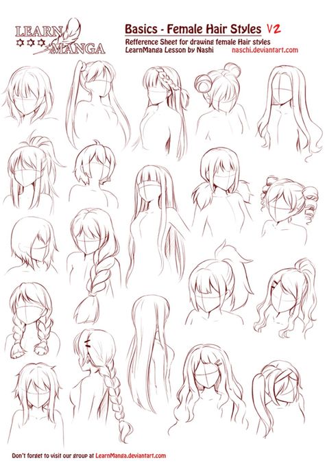 Learn manga basics female hair styles v2 by naschi on - #hairstyle #down #drawing #girl hairstyle drawing girl Pelo Anime, Manga Hair, Drawing Hair, Hair Sketch, Female Hair, Anime Hair, Anime Drawings Tutorials, Hair Tutorials, Drawing Tutorials