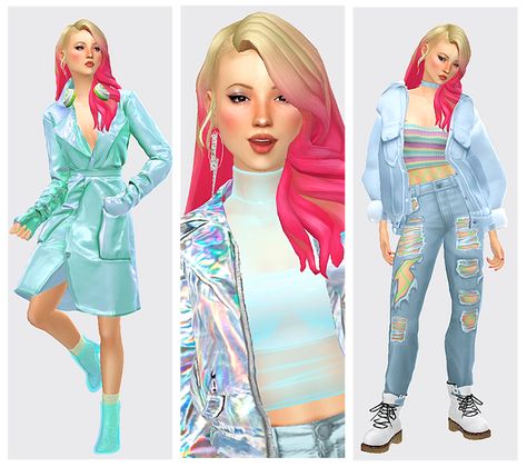 Muckleberry Jam Sims 4 Game Packs, Holographic Jacket, Cute Raincoats, Crystal Bra, Love You Babe, Double Denim, Sims 4 Game, Sims 4 Cc Finds, More Love