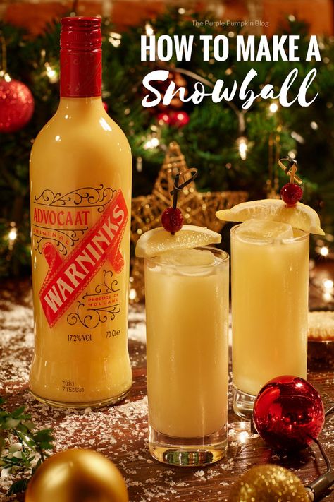 Learn how to make a Snowball Drink and other Christmas cocktails! These cocktails are classic for a reason and the festive season! So eat, drink and be merry with these Christmas cocktail recipes! Cheers! #HowToMakeASnowball #Snowball #SnowballDrink #SnowballCocktail #ThePurplePumpkinBlog #ChristmasCocktails #Cocktails #Advocaat Snowball Drink Recipe, Snowball Drink Cocktails, Snowball Cocktail, Snowball Drink, Snowball Cocktail Recipe, Vintage Brunch, Christmas Cocktail Recipes, Xmas Cocktails, Eurovision Party