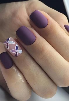 Purple Nail Designs, Stylish Nails Designs, Short Nails Art, Short Nail, Short Nail Designs, Floral Nails, Easy Nail Art, Makati, For You