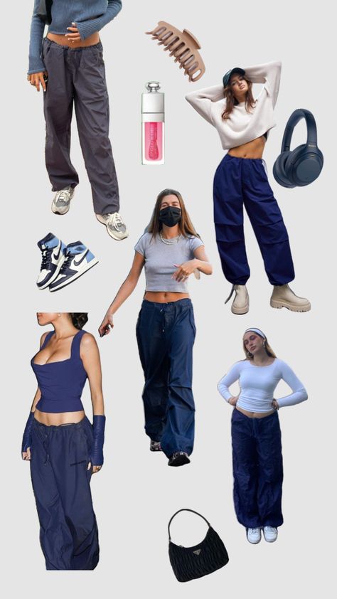 Blue Cargos Outfit Women, Blue Cargo Jeans Outfit Aesthetic, Navy Cargo Outfit, How To Style Navy Blue Cargo Pants, Navy Cargos Outfits, How To Style Blue Cargo Pants, Outfits With Blue Cargo Pants, Blue Cargos Outfit, Cargo Pants Outfit Blue