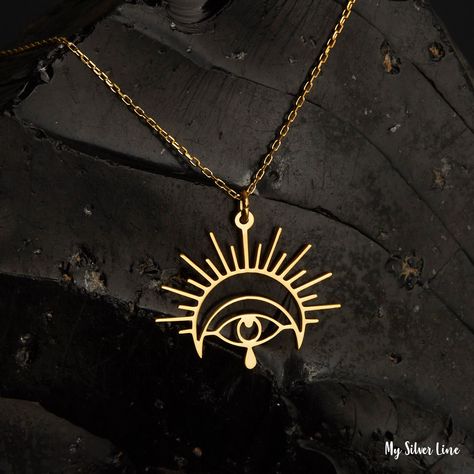 Gold Eye Jewelry, Paper Tattoo, Eye Of Horus Necklace, Egyptian Necklace, Eye Of Ra, Silver Eye, Egyptian Jewelry, Eye Of Horus, Eye Pendant