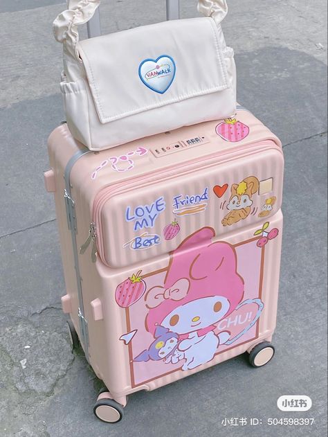 Sanrio Suitcase, Road Trip Bag, Kawaii Summer, Cute Suitcases, Cute Luggage, Kawaii Bags, Black Honey, Spring Dresses Casual, Perfect Skin Care Routine