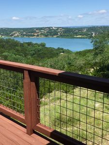 Wild Hog Railing, Wire Deck Railing, Deck Railing Diy, Glass Deck, Deck Rails, Deck Balusters, Deck Railing Ideas, Deck Railing Design, Cattle Panels