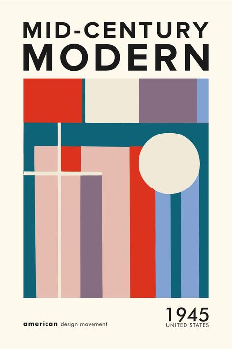 Bauhaus Poster, Design Movements, Grafic Design, Modern Poster, Graphic Design Tutorials, Modern Graphic Design, Mid Century Modern Design, American Design, Modern Prints