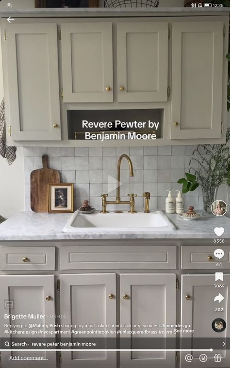 Kitchen Cabinet Color Ideas With Marble Countertops, Rever Pewter Cabinets, Sw Revere Pewter Cabinets, Revere Pewter Darkened 50%, Rever Pewter Kitchen Cabinets, Benjamin Moore Revere Pewter Cabinets, Revere Pewter Cabinets Kitchens, Revere Pewter Kitchen Cabinets, Revere Pewter Cabinets