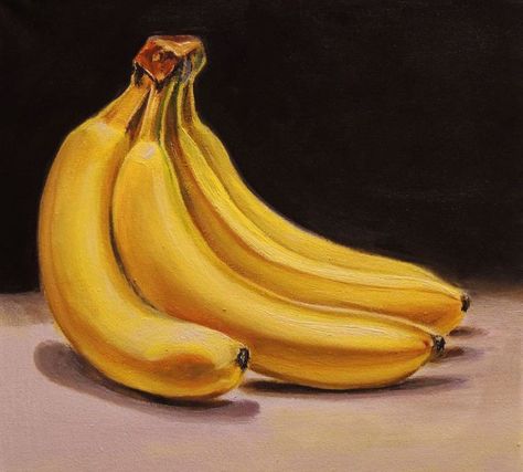 Banana Oil Painting, Banana Still Life, Still Life Oil Pastel, Corn Ideas, Painting Banana, Oil Painting Basics, Banana Painting, Art Fundamentals, Oil Pastel Drawings Easy