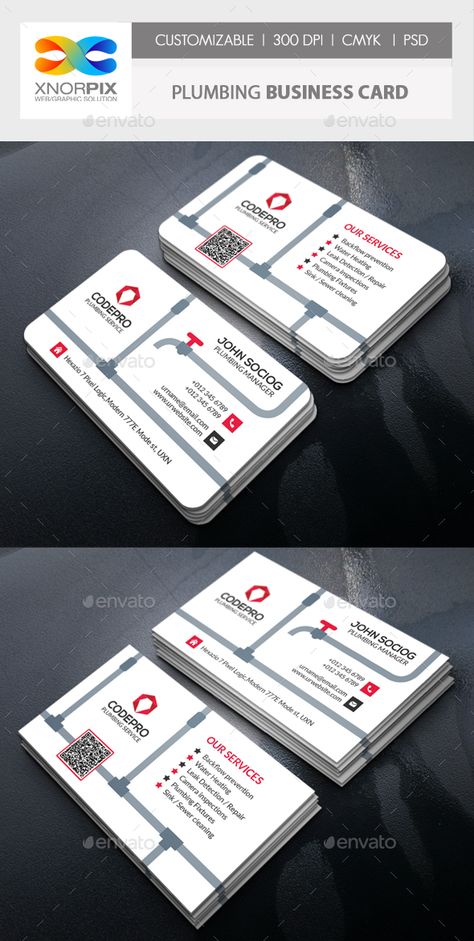 Plumbing Business Card - Corporate #Business Cards Download Here:  https://graphicriver.net/item/plumbing-business-card/18147857?ref=suz_562geid Plumbing Business Cards, Plumbing Logo Design, Plumbing Business, Student Business Cards, Plumbing Logo, Water Ideas, Make Business Cards, Business Card Template Psd, Business Cards Simple