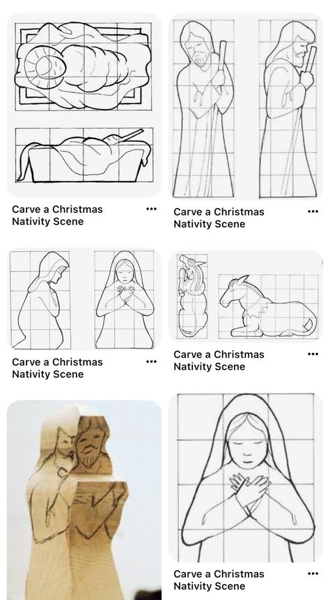 Manger Scenes Nativity Diy, Manger Scenes Nativity, Whittling Patterns, Wooden Nativity Sets, Whittling Projects, Diy Nativity, Wood Carving For Beginners, Woodworking Shop Projects, Woodworking Patterns