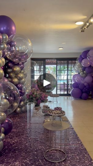 Birthday Balloon Decor, Purple Wedding Decorations, 79th Birthday, 12 Birthday, Elegant Birthday Party, Purple Balloons, Balloon Ideas, Cubicle Decor, Balloon Decor