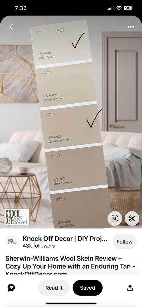 Wool Skein Sherwin Williams, Natural Linen Sherwin Williams, Sherwin Williams Wool Skein, Wool Skein, Accent Wall Colors, Relaxing Colors, Wooden Pallet Projects, Master Bed, Paint Colors For Living Room