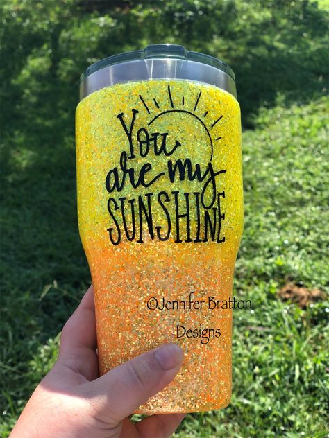 Yellow Glitter Tumbler Ideas, Yellow Tumbler Ideas, Sunflower Glitter Tumbler Ideas, Orange Glitter Tumbler Ideas, Orange Epoxy Tumbler, Yellow Epoxy Tumbler, Starbucks Coffee Tumbler, Clemson Glitter Tumbler, Disney Tumblers