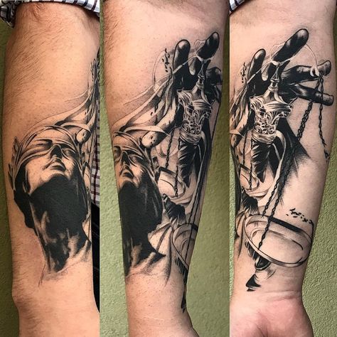 80+ 'Balanced' Lady Justice Tattoos 12 Scales Of Justice Tattoo, Justice Tattoo, Goddess Of Justice, Libra Tattoo, City Tattoo, Goddess Tattoo, Lady Justice, Drawing Tattoo, Incredible Tattoos