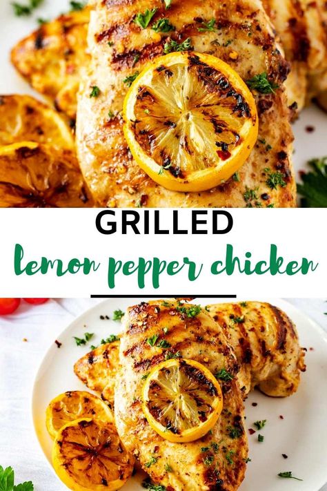 Lemon Pepper Chicken Thighs, Grilled Lemon Pepper Chicken, Lemon Pepper Chicken Breast, Ninja Foodi Grill, Pepper Chicken Recipe, Grilled Lemon Chicken, Grilled Lemon, Recipes With Chicken And Peppers, Plain Chicken