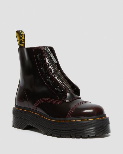 Red Platform Boots, Cherry Red Dr Martens, Red Dr Martens, Leather Platform Boots, Red Platform, Shoe Brushes, Dr Martens Shoes, Goodyear Welt, Cherry Red