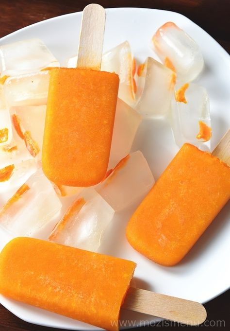 Vegan Desert Recipes, Popcicles Recipes, Keema Samosa, Orange Popsicles, Coconut Popsicles, Orange Ice Cream, Fruity Treats, Indian Appetizers, Ice Cream Pops