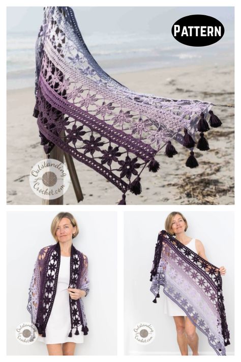 8 Rectangular Lace Shawl Free Crochet Pattern and Paid - Page 2 of 2 Christmas Shawl Crochet, Summer Shawls And Wraps, Crochet Stole Free Pattern, Crochet Lace Wrap, Cute Crochet Animals, Crochet Stole, Striped Afghan, Crochet Prayer Shawls, Lace Shawl Pattern