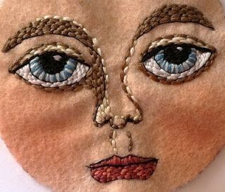 Spirit Art Dolls, Skeleton Wreath, Face Embroidery, Art Dolls Cloth, Doll Faces, Embroidered Art, Spirited Art, Spirit Dolls, A Stitch In Time