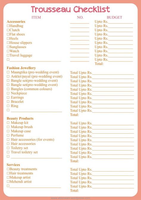 Ultimate Guide To Help You Set Up Your Wedding Trousseau! Indian Wedding Planning Checklist, Bridal List, Wedding Budget List, Wedding Planning Checklist Printable, Wedding Checklist Printable, Wedding Budget Planner, Wedding Planner Binder, Wedding Planner Printables, Wedding List