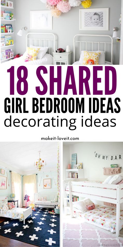 Girls Bedroom Decorating, Toddler Bedroom Sets, Toddler And Baby Room, Sister Bedroom, Girl Bedroom Ideas, Shared Girls Room, Children's Bedroom Ideas, Boy Toddler Bedroom, Shared Girls Bedroom