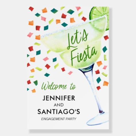 $90.55 | Lets Fiesta Couples Engagement Party Welcome Sign - rehearsal dinner, fiesta engagement, mexican fiesta, wedding reception, bachelorette, lets fiesta, birthday, welcome sign, cinco de mayo, bridal shower Fiesta Theme Engagement Party Decor, Mexican Theme Engagement Party, Mexican Engagement Party, Fiesta Engagement Party, Engagement Party Welcome Sign, Couples Engagement Party, Fiesta Bridal Shower, Engagement Party Favors, Party Welcome Sign