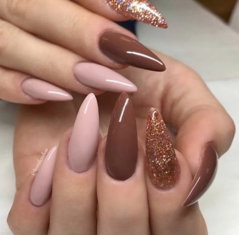 Brown Nail Art Designs, Brown Nail Art, Brown Nail, Brown Nails Design, Pink Ombre Nails, Young Nails, Fall Acrylic Nails, Pink And Brown, Brown Nails