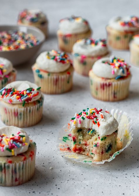 Funfetti Cupcakes with Marshmallow Buttercream • Serendipity by Sara Lynn Fatty Snacks, Sara Lynn, Funfetti Cupcakes, Marshmallow Buttercream, Cheesecake Bites, Just Bake, Sweetest Thing, Manicure Nails, Dinner Options