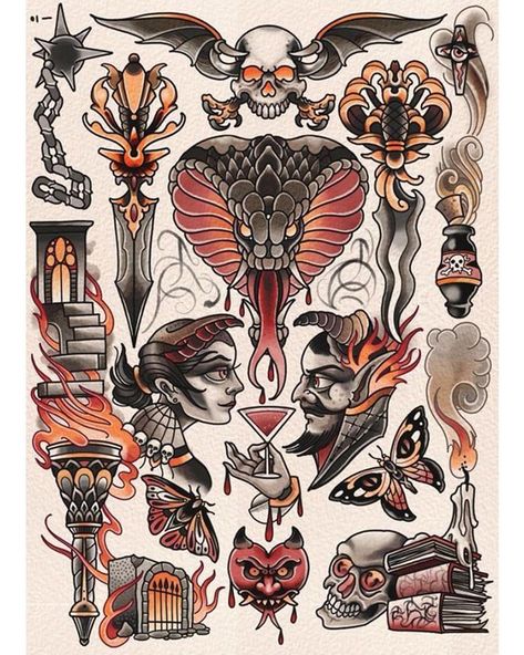 ⚡FLASH SHEET BY @HARVEYJACKSONTATTOO⚡ Jackson will be tattooing Saturday 1 & Sunday 2 September at WA Ink Flash Weekend! For the full lineup, FAQ, and giveaways head to wainktattoo.com.au - link in bio. See you there! #wainkflashweekend #wainktattoo Neotraditional Flash Sheet, Trad Flash Sheet, Flash Traditional Tattoo, Traditional Flash Sheet, Traditional Tattoo Painting, Traditional Tattoo Flash Art, Occult Tattoo, Traditional Tattoo Sleeve, Traditional Flash