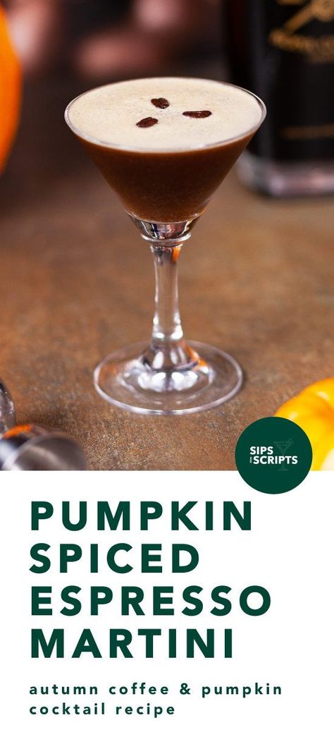 Fall Martinis Recipes, Flavored Vodka Drinks, Espresso Martini Ingredients, Autumn Cocktail, Pumpkin Martini, Espresso Martini Cocktail, Espresso Martini Recipe, Craft Cocktail Recipe, Martinis Drinks