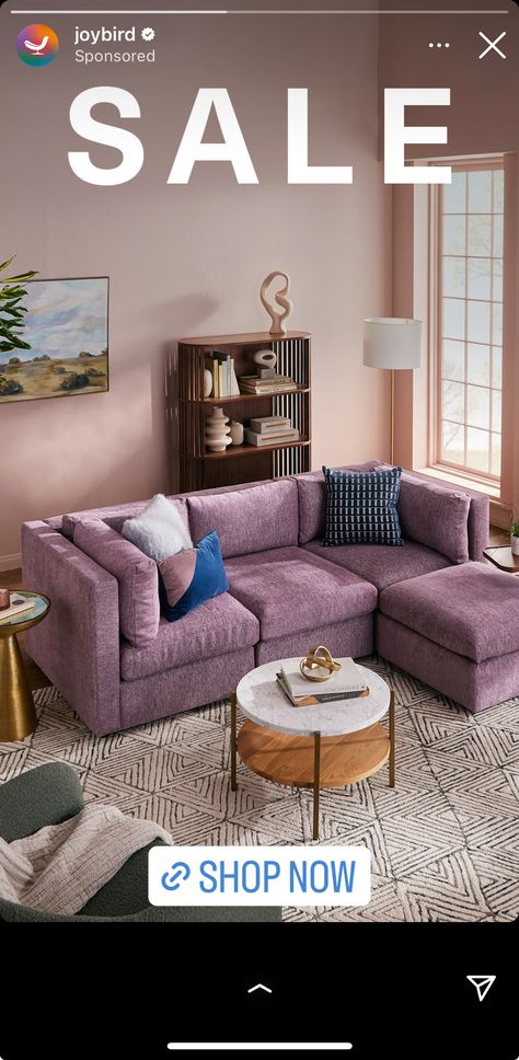 Joybird Furniture Living Rooms, Joybird Couch, Modern Tuscan Home, Joybird Sofa, Purple Couch, Joybird Furniture, Family Together, Amazon Home Decor, Apartment Inspiration