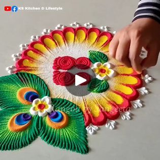 House Warming Rangoli Ideas, House Warming Rangoli, Easy Rangoli Ideas, Rangoli Ideas, Relaxing Art, Easy Rangoli, Art Video, Simple Rangoli, Art Videos