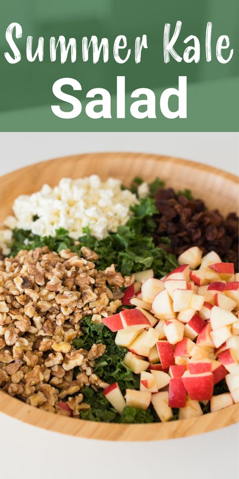 Get ready for a game changer! I do not say this lightly: this is the best kale salad recipe you’ll ever need. It supports brain health and it’s great for meal prep as unlike a green salad which wilts quickly, it keeps well in a fridge for a few days. Bonus is that it’s an easy and yummy salad you can make all year long. Healthy Green Salad Recipes, Make Ahead Kale Salad, Kale Salad With Feta Cheese, Best Kale Salad Recipe, Kale Green Apple Salad, Kale Apple Salad Clean Food Crush, Easy Green Salad Recipes, Healthy Green Salads, Chic-fil-a Kale Salad