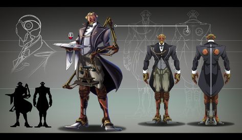 ArtStation - Steampunk time traveller: Course assignment ... Steampunk Time Traveler, Robot Butler, Concept Art Character Design, Steampunk Robot, Character Turnaround, Time Traveller, Pathfinder Character, Art Character Design, Time Traveler