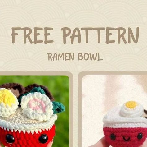 Purfect.crochet 🐾 on Instagram: "🍜 FREE Ramen bowl Pattern 🍜  This pattern is a collaboration by @purfect.crochet & @blue.beena 🙌 .  A big thank you for all of our testers for making this happen ❤️  (Go check out their amazing versions in the tester appreciation post!)   If you use this pattern to crochet your own ramen bowl and post on social media, please remember to tag us (on the picture, not only caption 😉)! We look forward to seeing your fabulous works! (We will repost it in our story 🤗 )  We will both have more cute patterns in the future, so stay tuned! 🤭  P.S. Feel free to ask if you have any questions about the pattern ☺️  ----------------------------------------------------------------------  Tags: #freepattern #freeamigurumipatterns #freecrochetpattern #crochetramen #cro Crochet Ramen Free Pattern, Crochet Ramen, Crochet Key Cover, Amigurumi Food, Bowl Pattern, Bears Nails, Crochet Eyes, Cute Patterns, Crochet Food