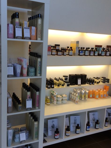 Davines display at Blue Gemini Hair Studio Hair Salon Interior Design, Gemini Hair, Salon Life, Facial Tips, Natural Curly Hair Cuts, Sleek Bob, Salon Interior Design, Voluminous Curls, Long Hair With Bangs