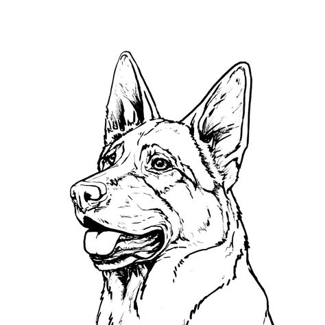 Puppy Drawing Easy, German Shepherd Painting, German Shepherd Artwork, Dog Drawing Simple, Dog Line Drawing, Dog Design Art, Shepherd Art, German Shepherd Art, Pen Work