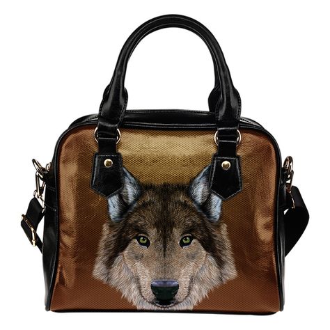 Gray Wolf Ladies Leather Shoulder Bag Wolf Husky, American Flag Stars, Gray Wolf, Couple Necklaces, Leather Shoulder Handbags, Grey Wolf, Black Wolf, Leather Projects, Leather Handbag