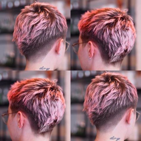 Pixie With Asymmetrical Undercut Nape Queer Hair, Shaved Hair Cuts, Short Choppy Haircuts, Short Shaved Hairstyles, Androgynous Hair, Choppy Haircuts, Very Short Haircuts, Men Hair Color, Short Hair Undercut