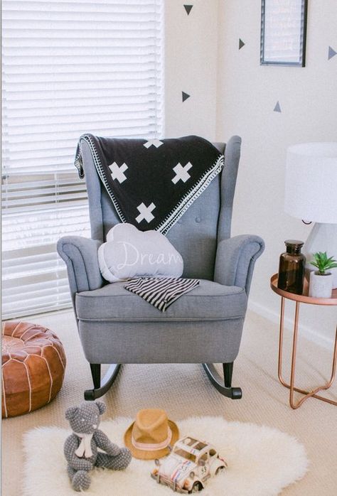 Ikea Rocking Chair, Reading Nook Chair, Ikea Strandmon, Hickory Dickory, Wooden Rocking Chairs, Gold Chair, Wingback Armchair, Ikea Chair, Nursery Chair