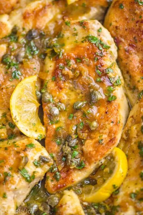 This Lemon Chicken Piccata is a 30 minute dinner recipe that our family loves. The simple pan sauce that accompanies this is made with just a few ingredients, but is deep in flavor and has bright notes of lemon, capers, and fresh parsley. Lemon Chicken Dinner Ideas, Oven Baked Chicken Piccata, Zesty Italian Lemon Pecorino Chicken, Baked Chicken Piccata Recipe, Baked Chicken Piccata, Lemon Piccata Chicken, Chicken Piccata With Lemon Sauce, Chicken Piccata Easy, Lemon Caper Chicken